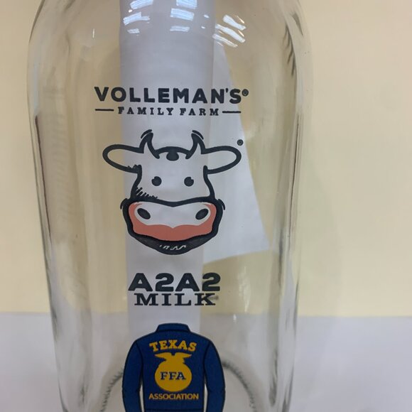 BOTTLE - 32oz VOLLMANS FARMS glass milk bottle LIMITED ED A2A2, TEXAS FFA logo - Picture 9 of 9